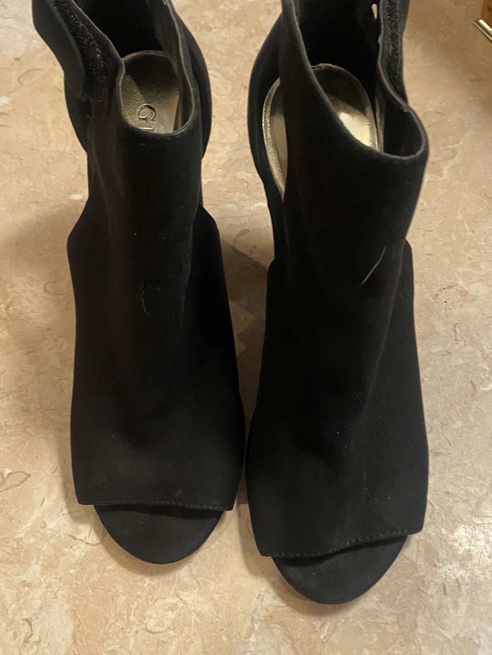 Guess Black Peep-Toe Ankle Booties